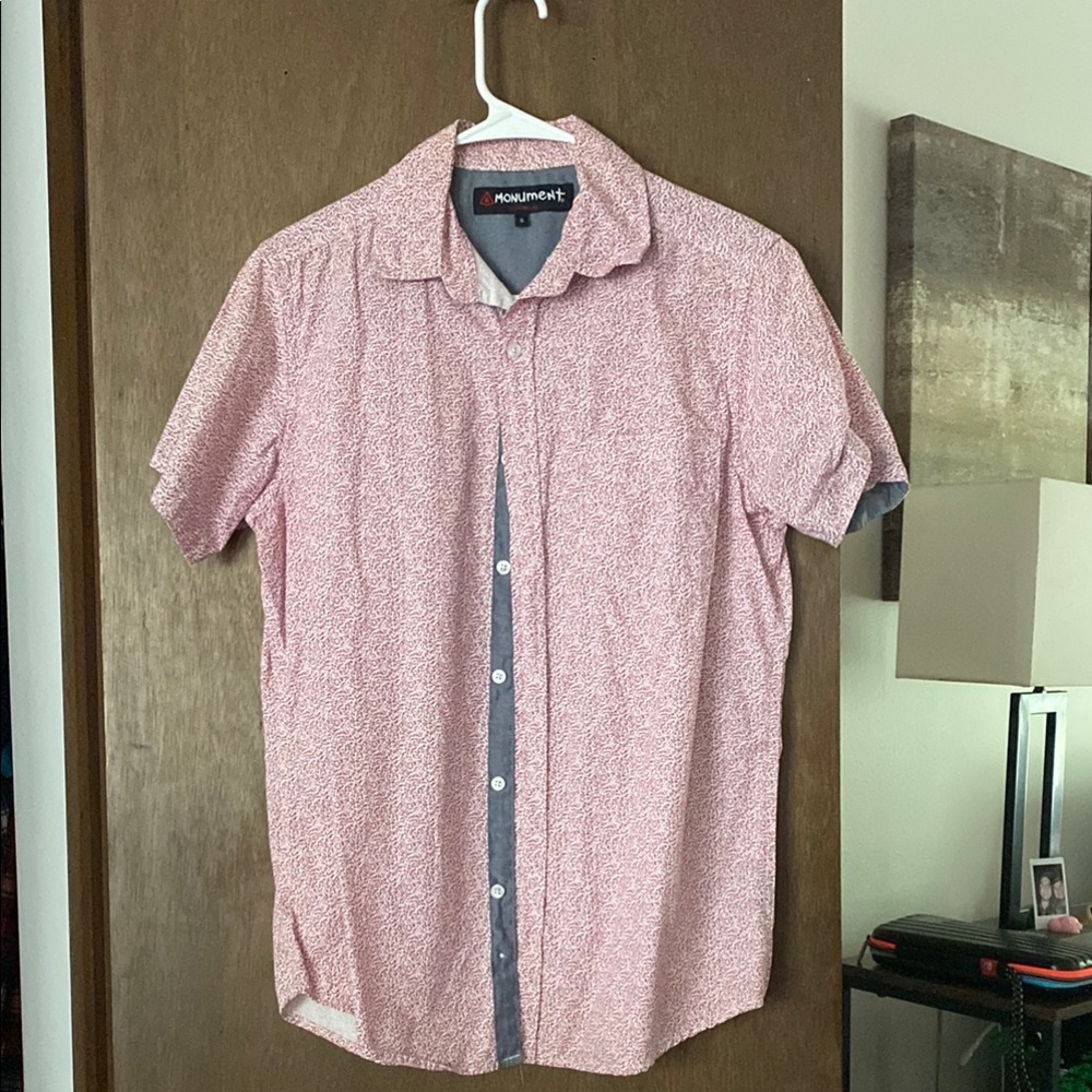 Men’s floral red small button up